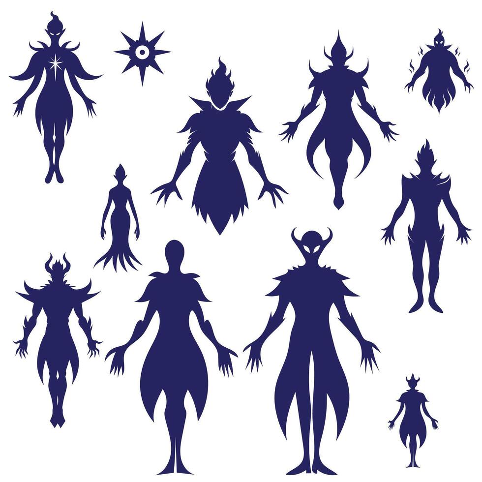 group of silhouettes of people vector