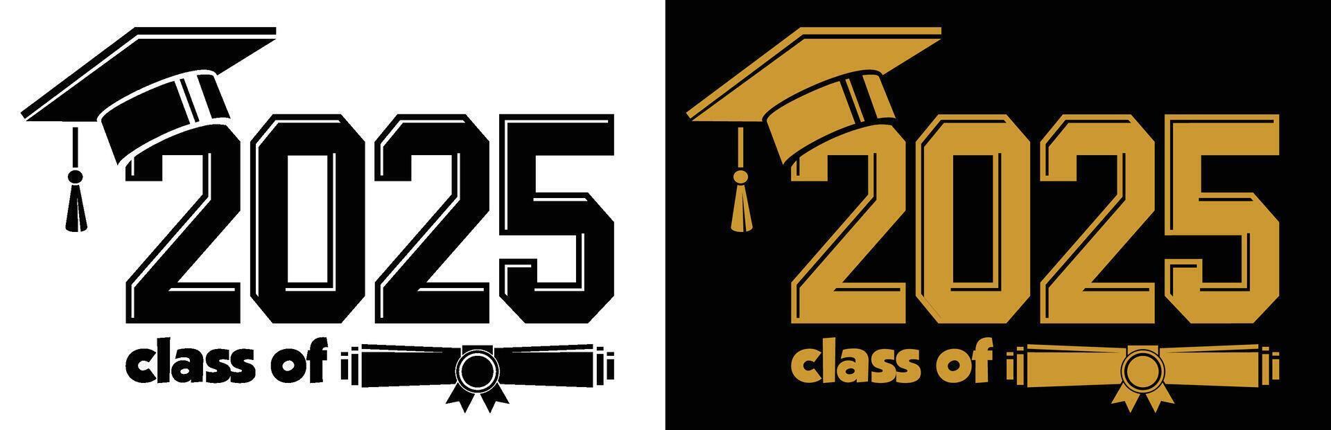 2025 graduate class logo with hat vector