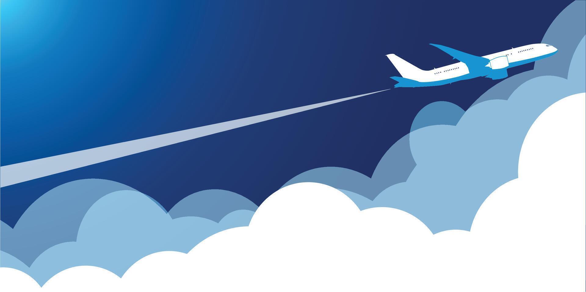 plane lift in blue sky with clouds vector