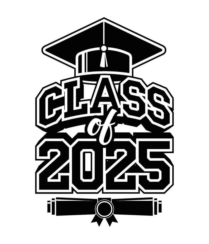 2025 graduate class logo with mortaboard vector
