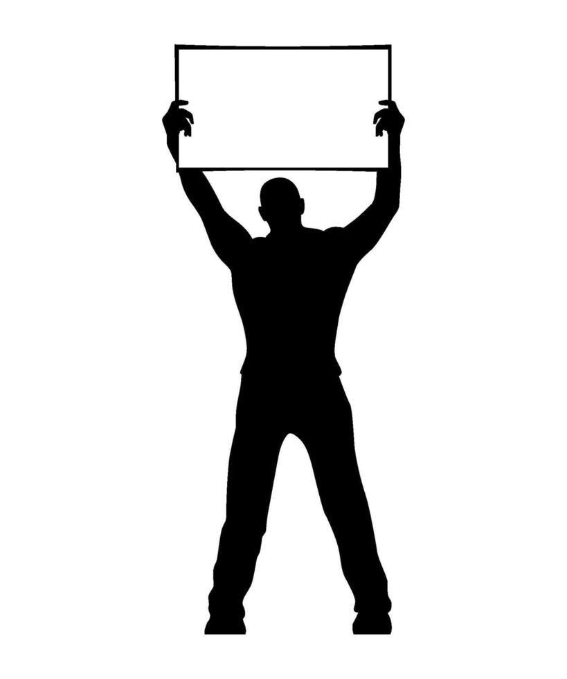 Man with protesting placard with copy space vector