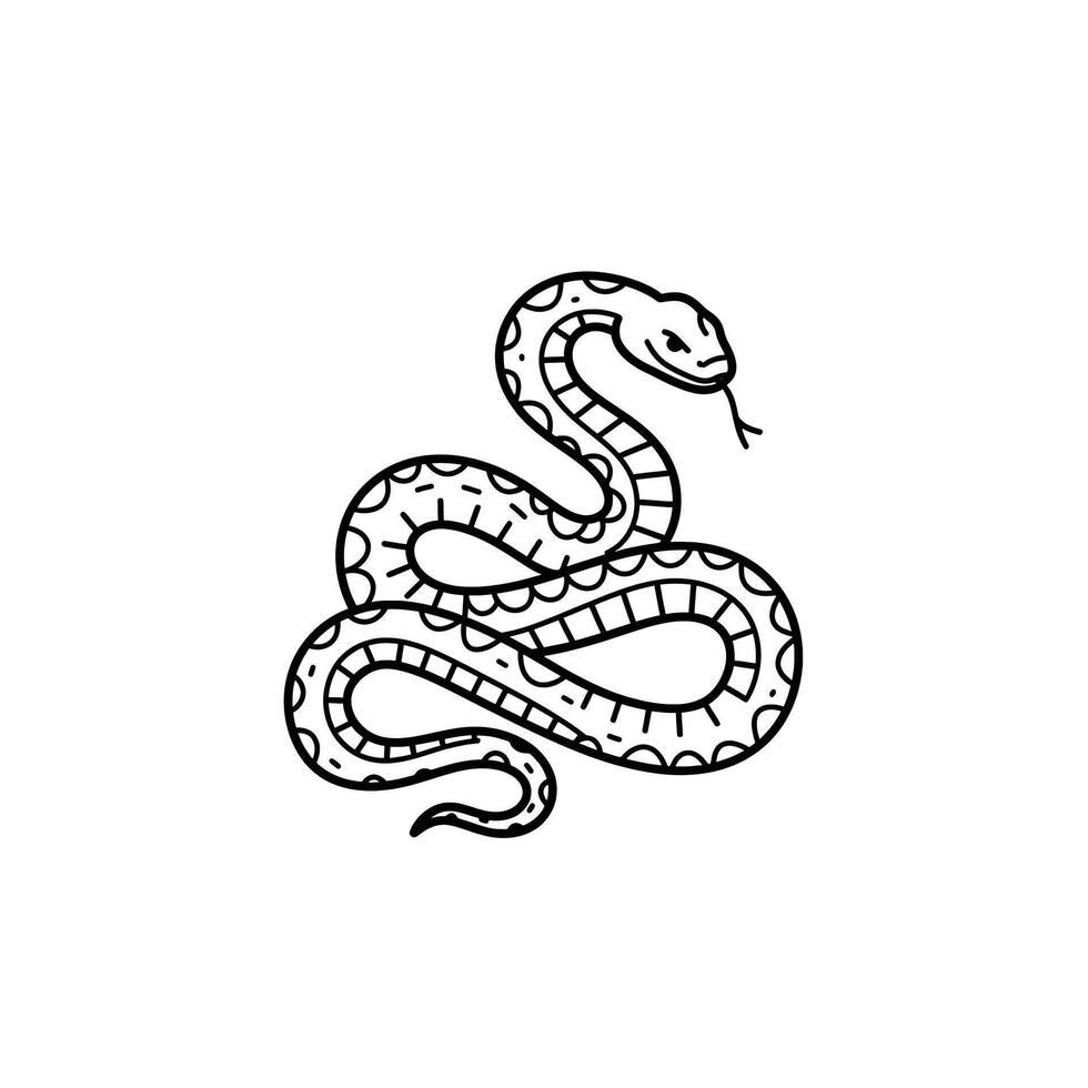 A snake is drawn in black and white on a white background vector