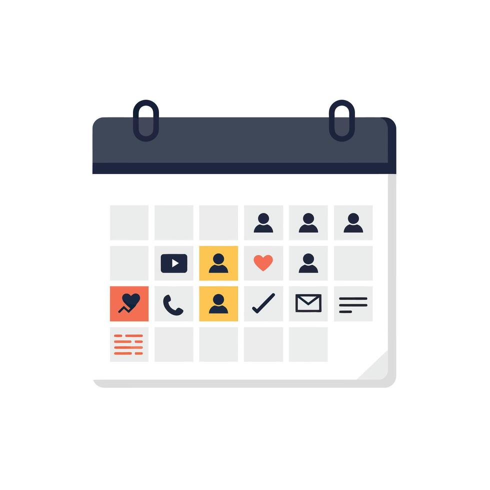 A calendar with icons on it vector