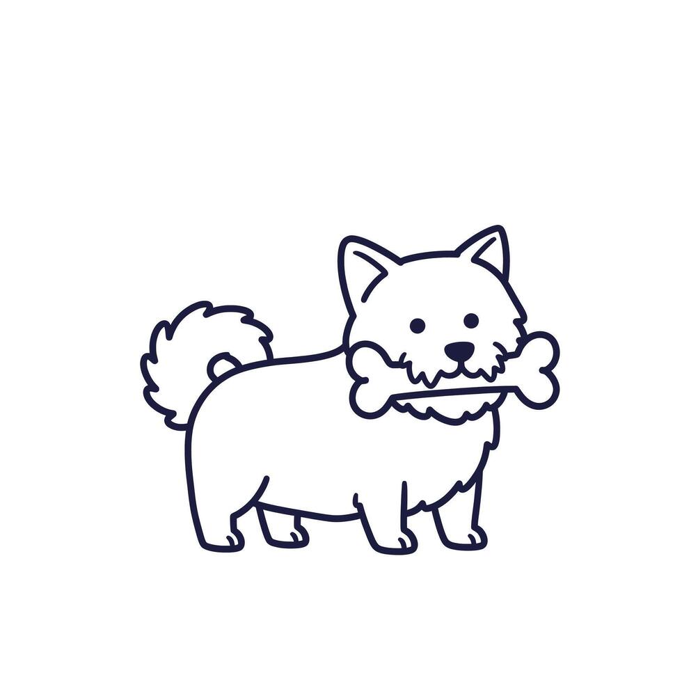A dog with a bone in its mouth vector