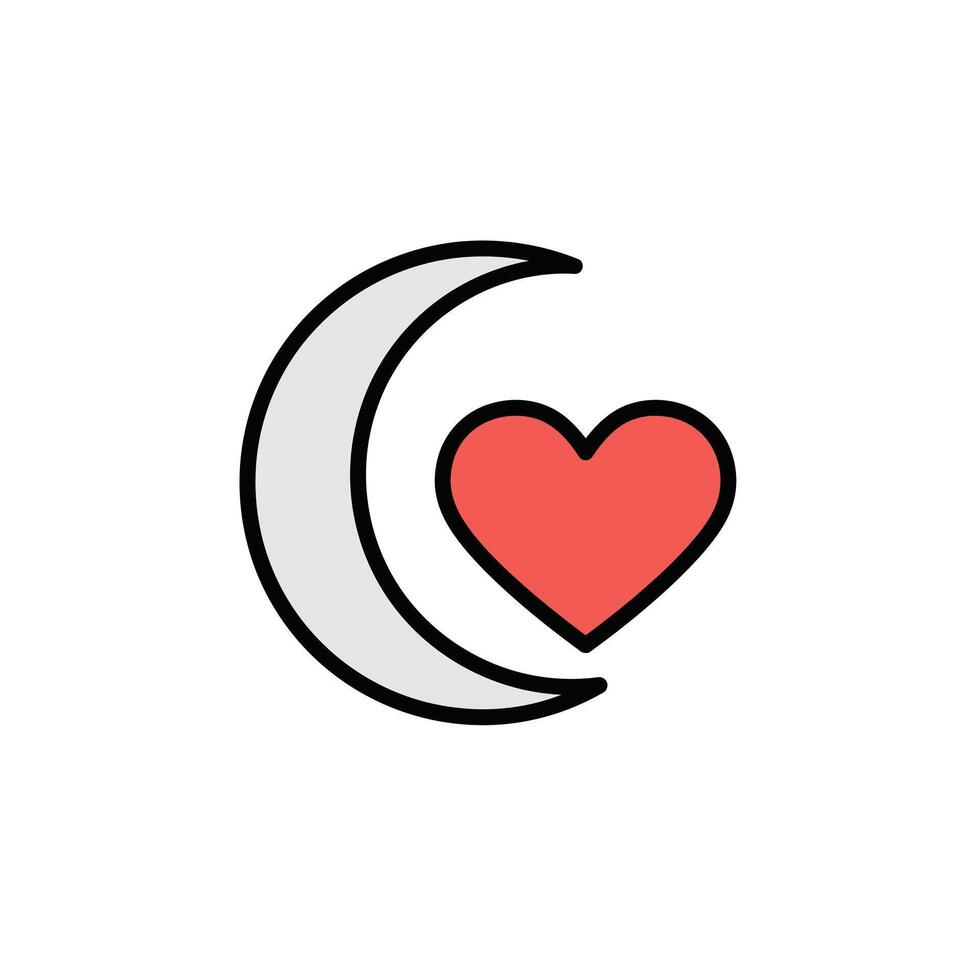 Fasting and Wellness Symbol With a Crescent Moon and Heart vector