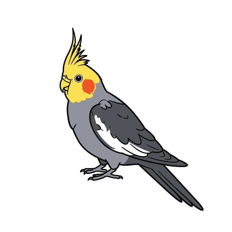 A cartoon bird with yellow and gray feathers vector