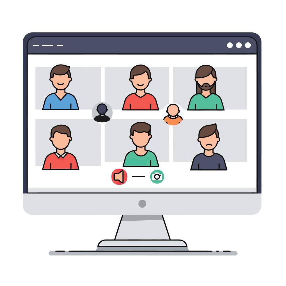 A computer screen with people on it vector