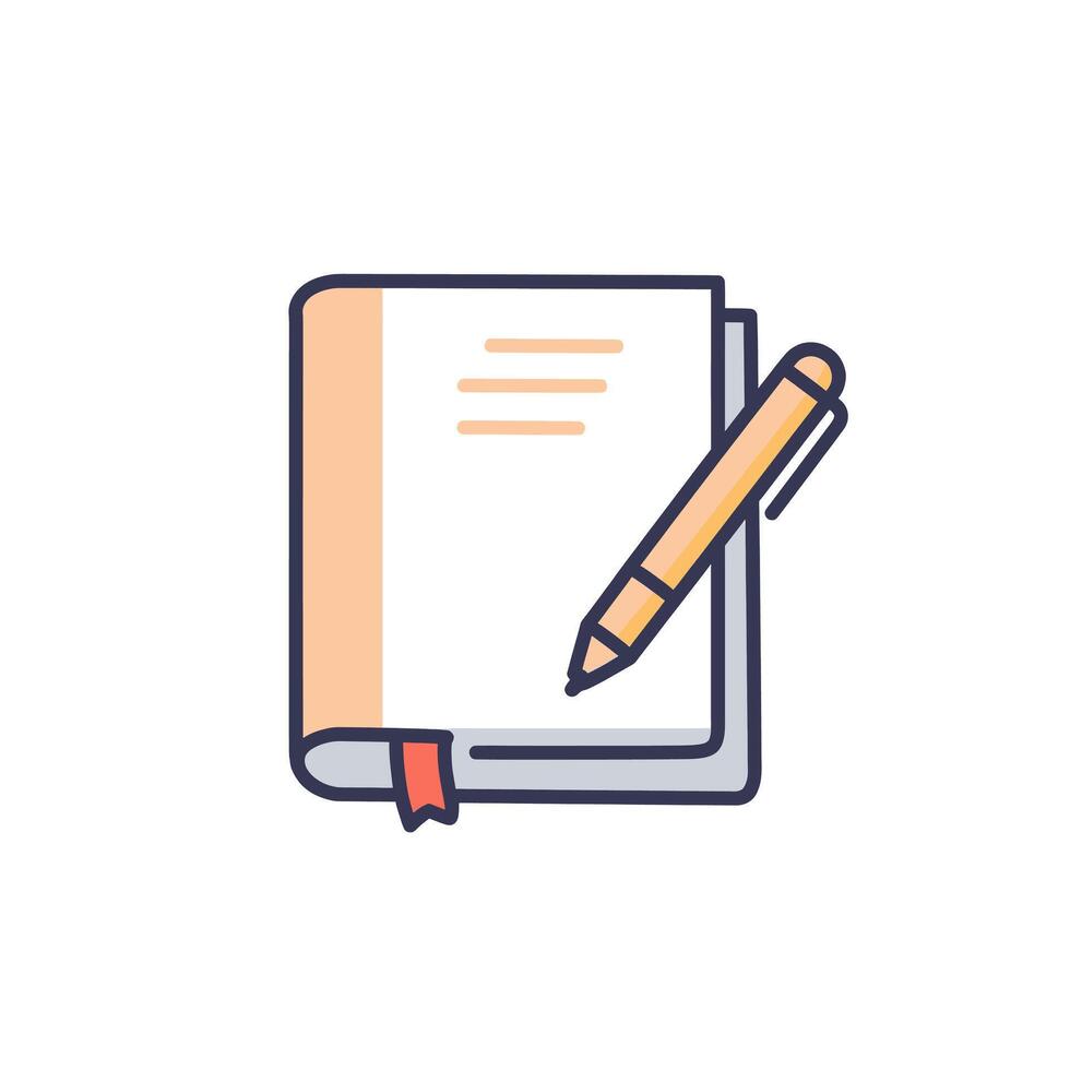 A notebook and pen icon on a white background vector