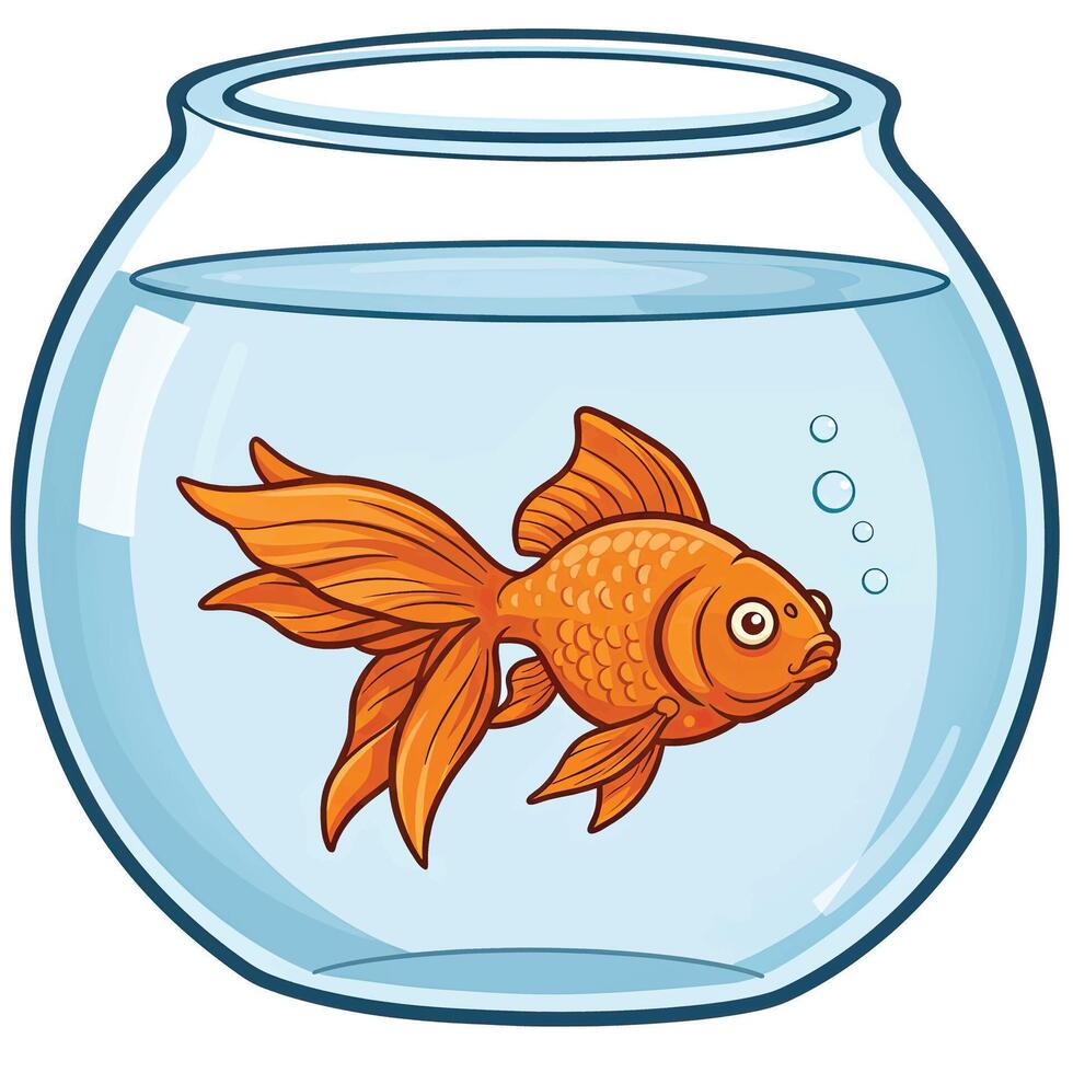 Goldfish in a bowl illustration vector