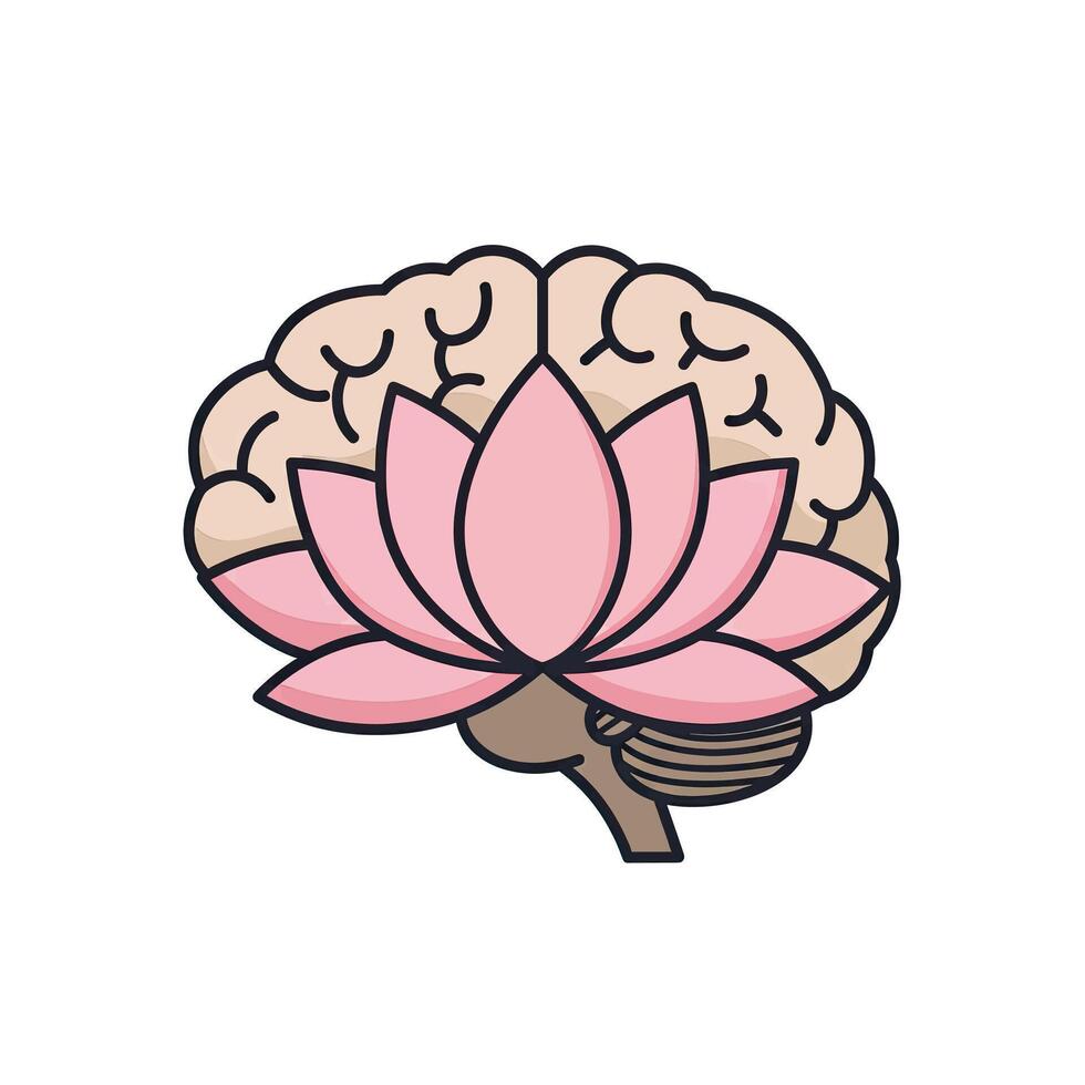 Brain and lotus flower illustration vector