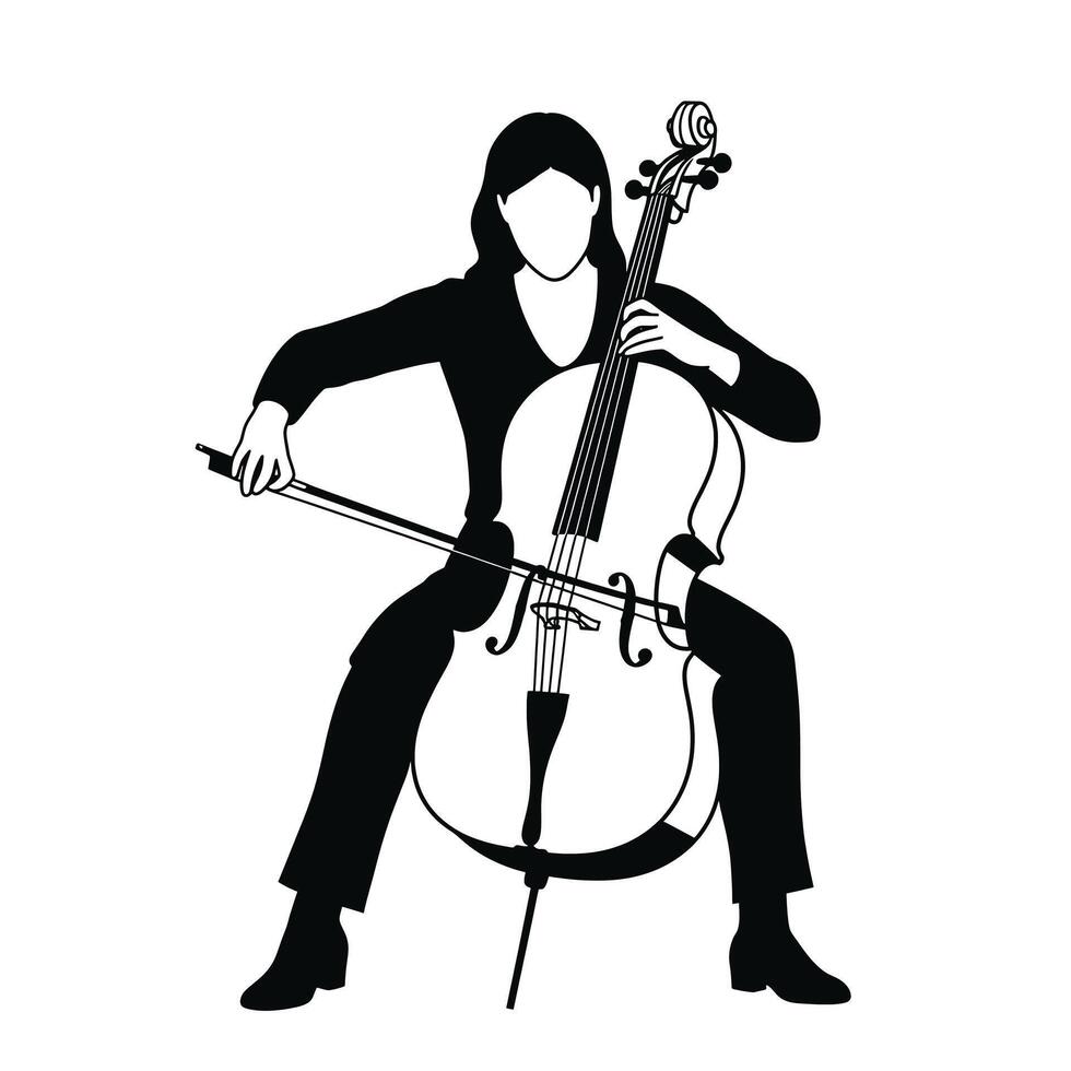 Cello player silhouette vector