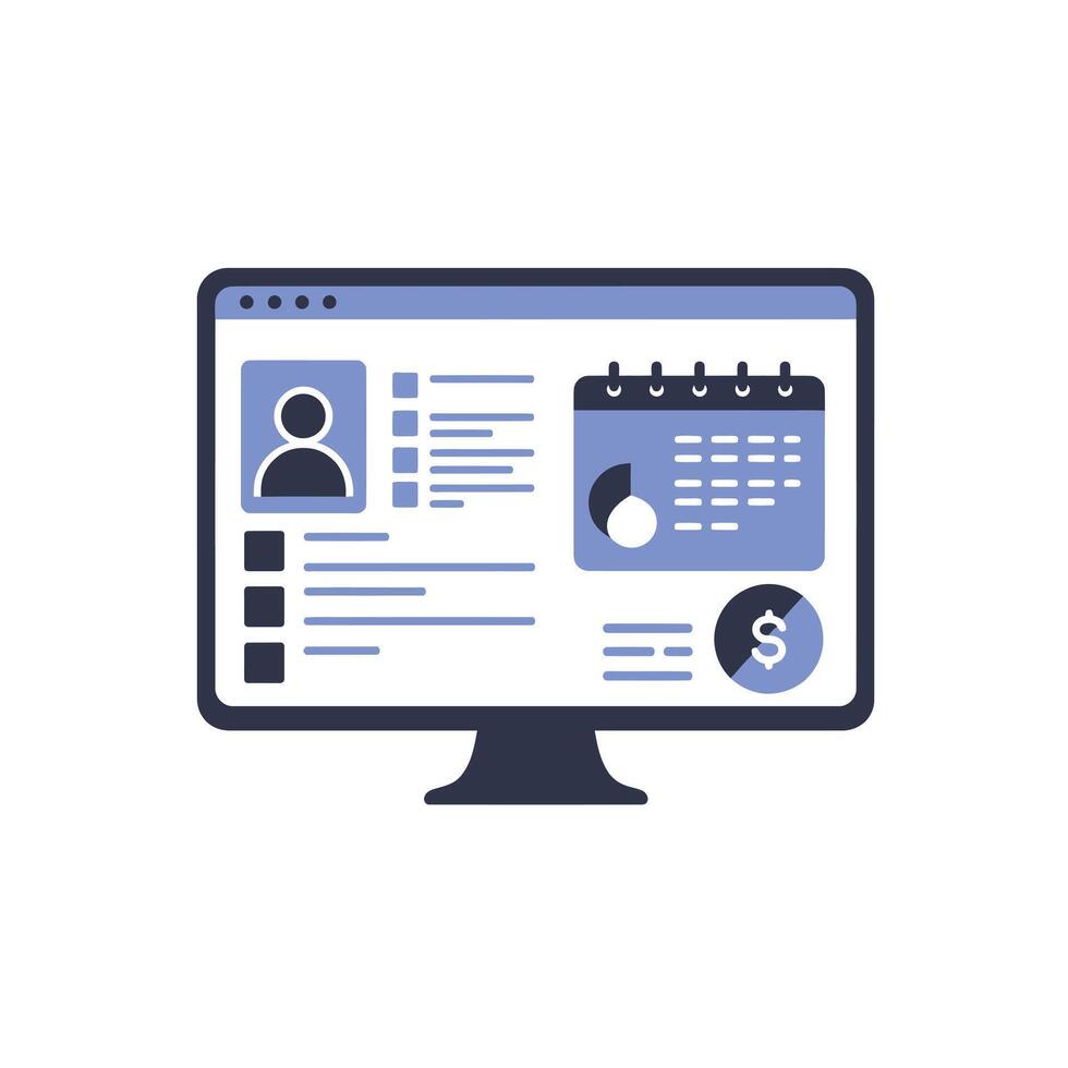 A computer screen with a calendar and a dollar sign vector