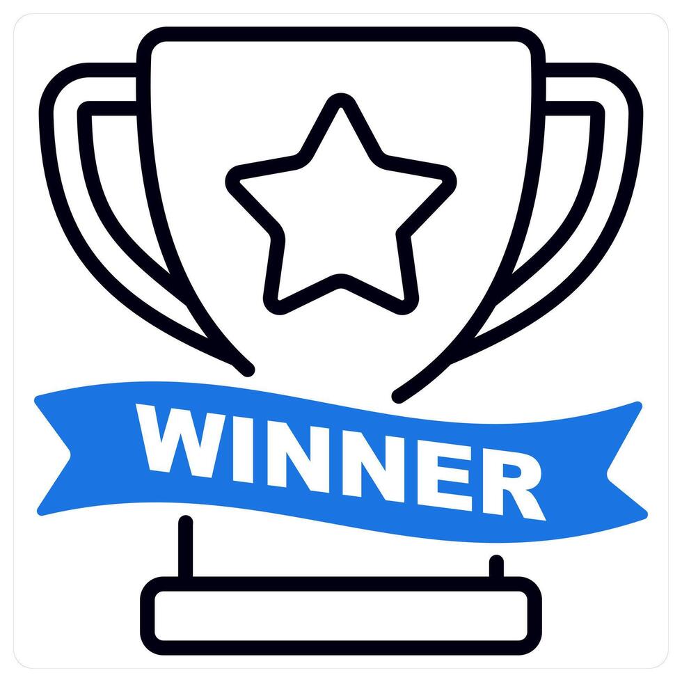 Winner icon in blue color vector