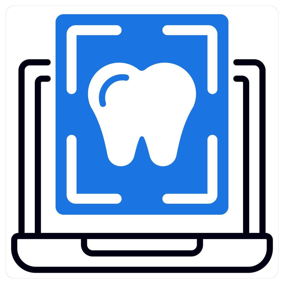 Tooth Scanning icon in blue color vector