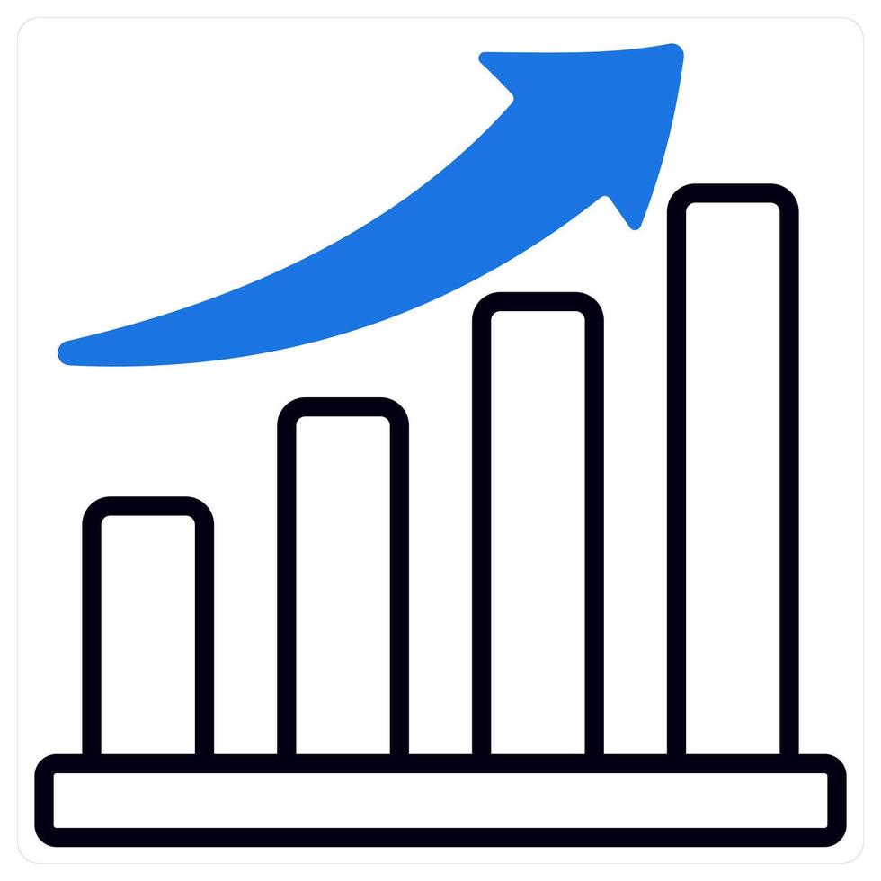 Bar Graph and chart icon in blue color vector