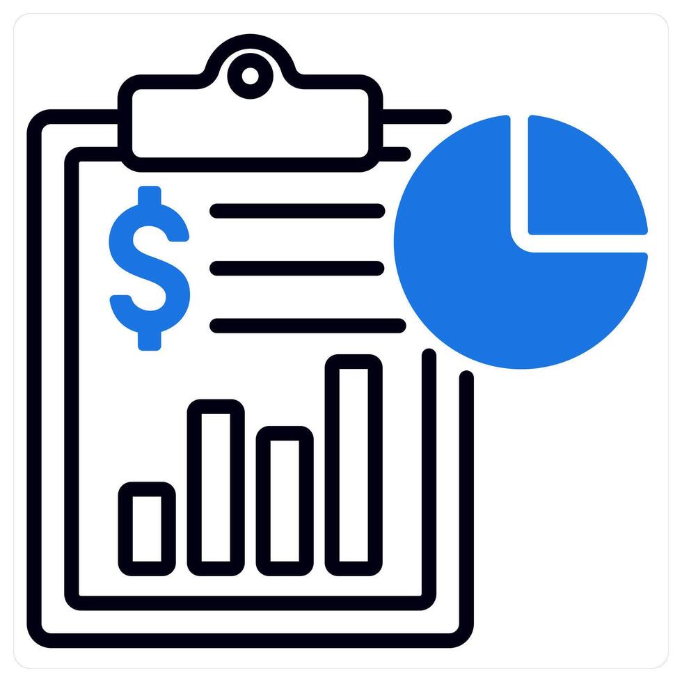 Finance Report icon in blue color vector
