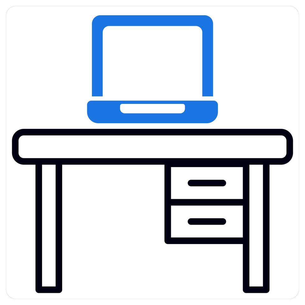 Desk icon in blue color vector