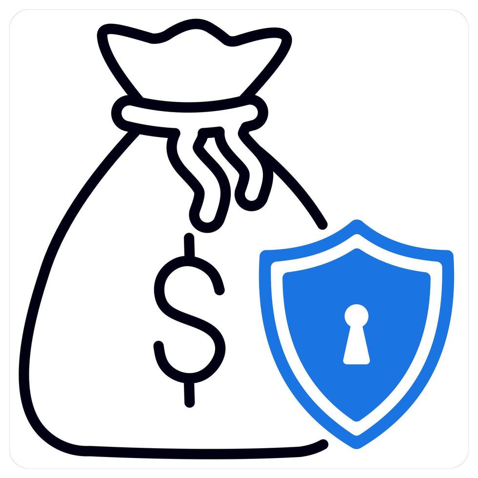 Money Protection icon in blue color vector