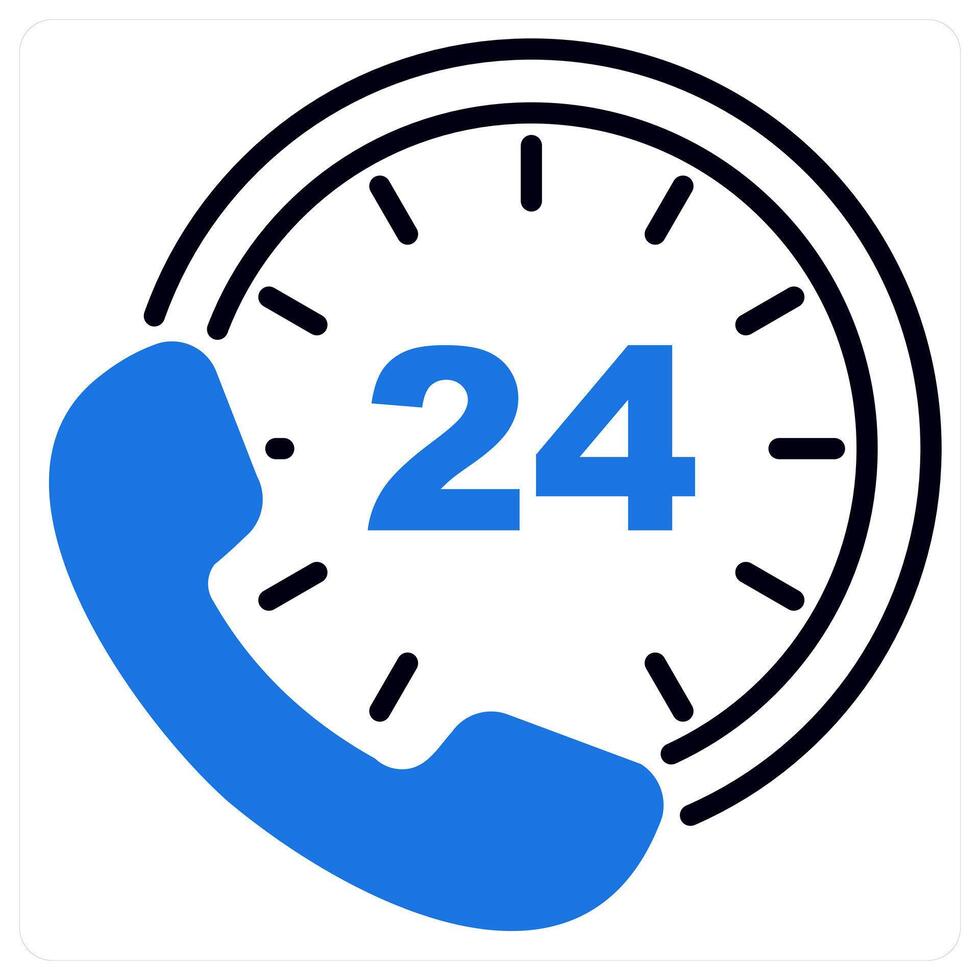 24hr Service icon in blue color vector