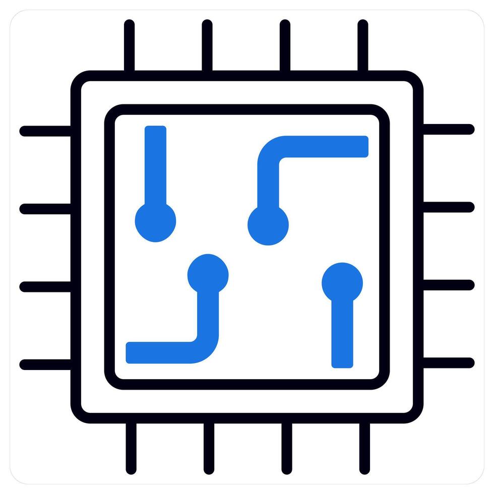 Chip icon in blue color vector