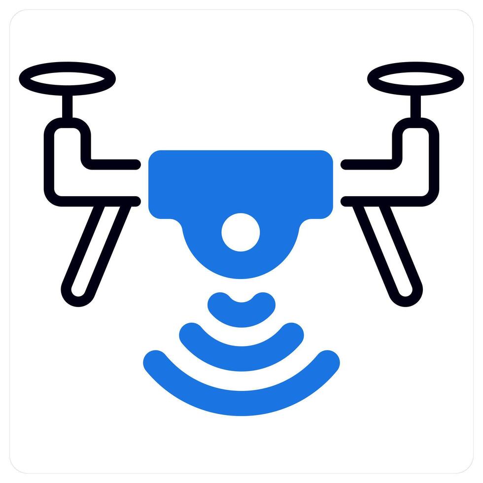 Drone icon in blue color vector