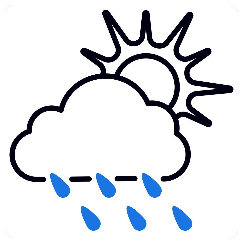 Cloudy And Rain icon in blue color vector