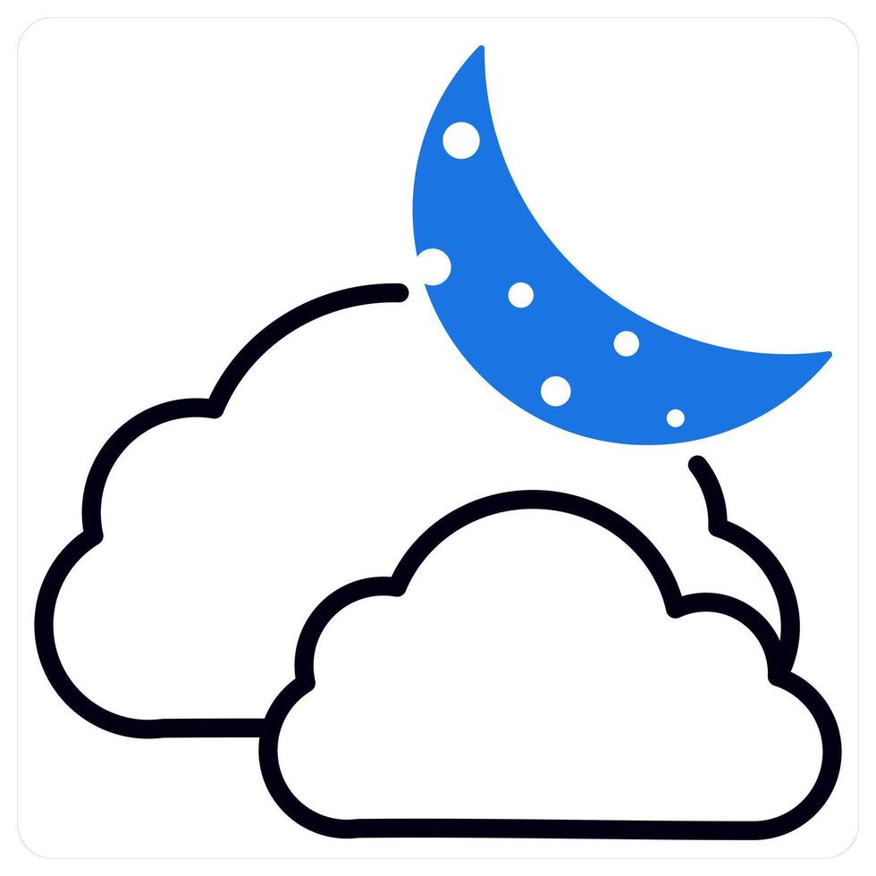 Cloudy Night icon in blue color vector