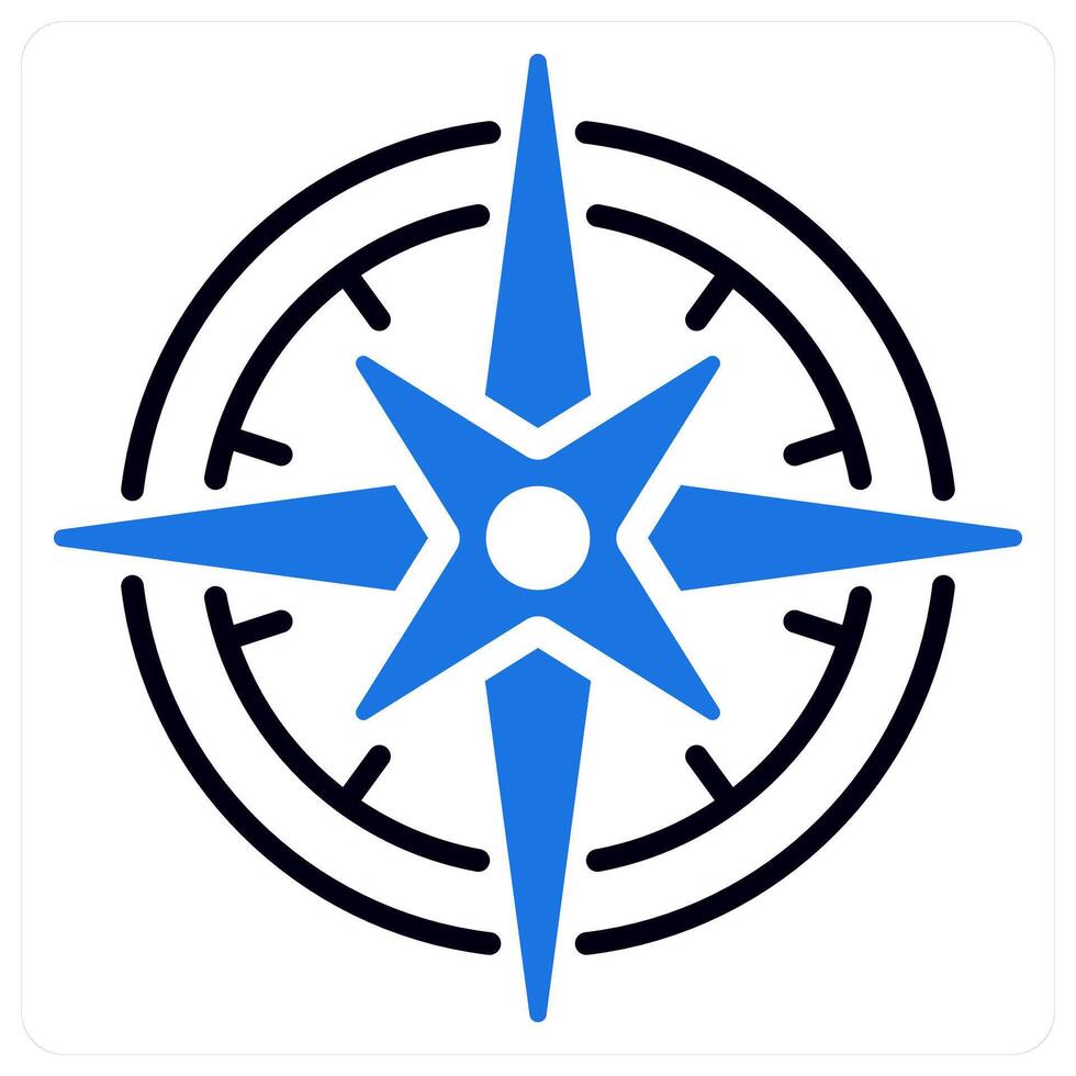 Compass icon in blue color vector