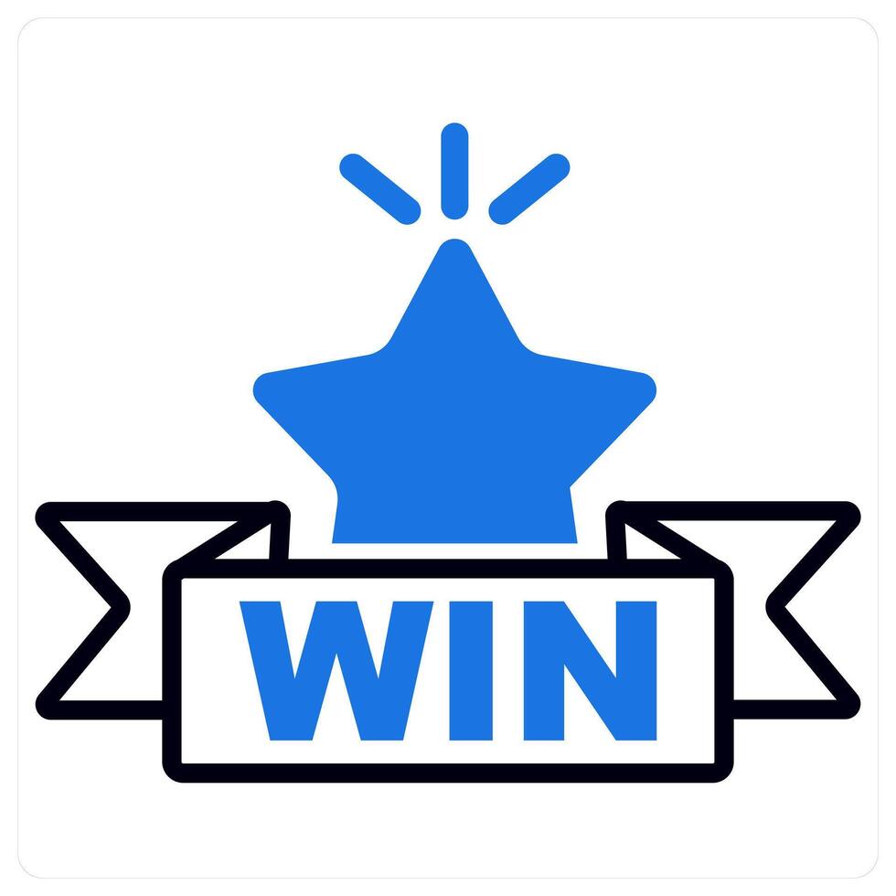 Win and success icon in blue color vector