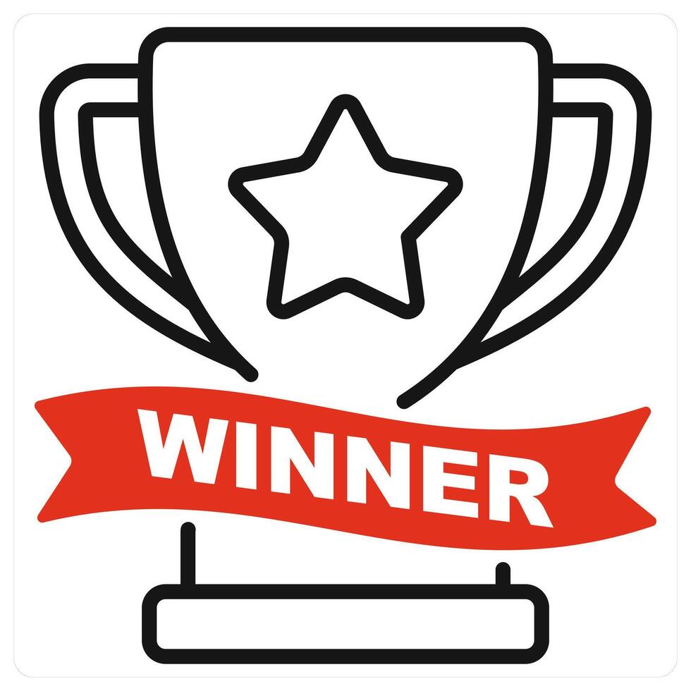 Winner icon in red color vector