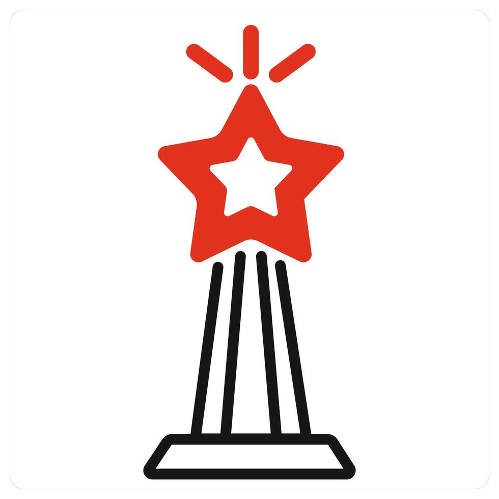 Trophy and medal icon in red color vector