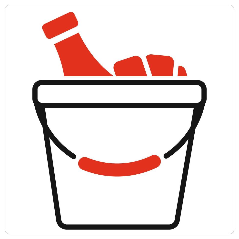 Champagne Bucket icon in red color vector