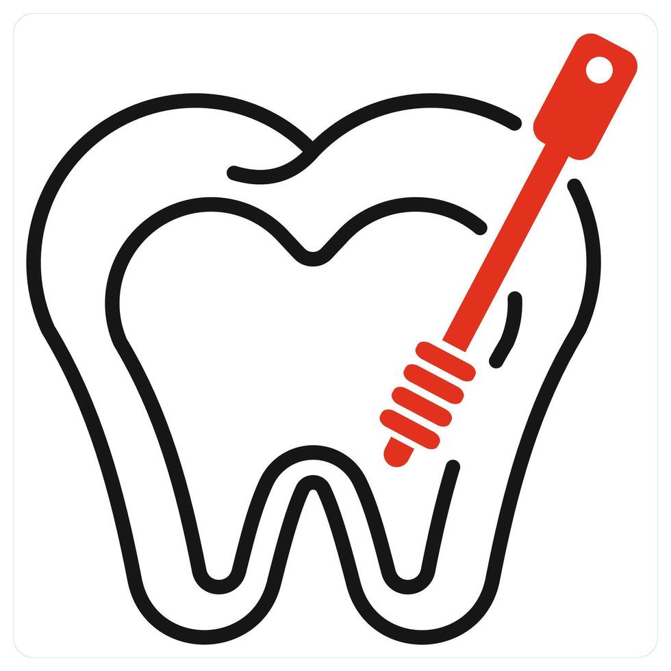 Root Canal icon in red color vector