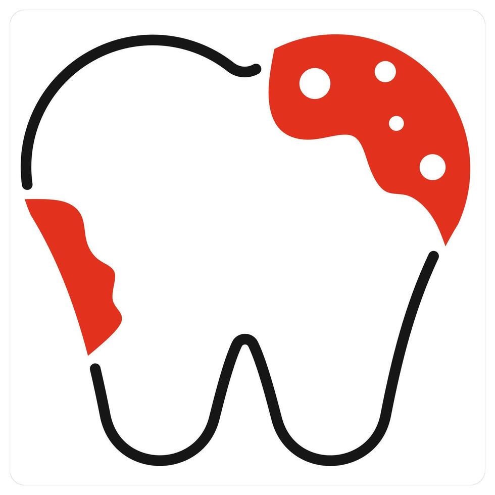 Dental Caries icon in red color vector