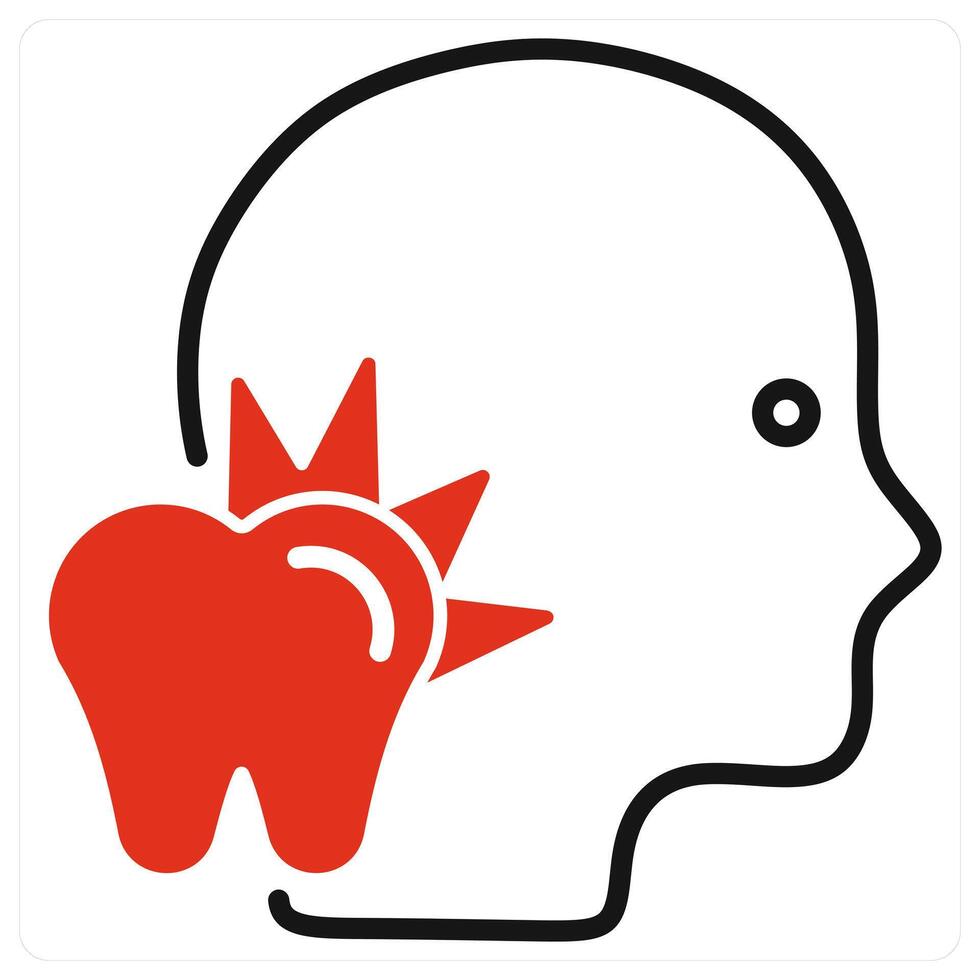 Toothache icon in red color vector