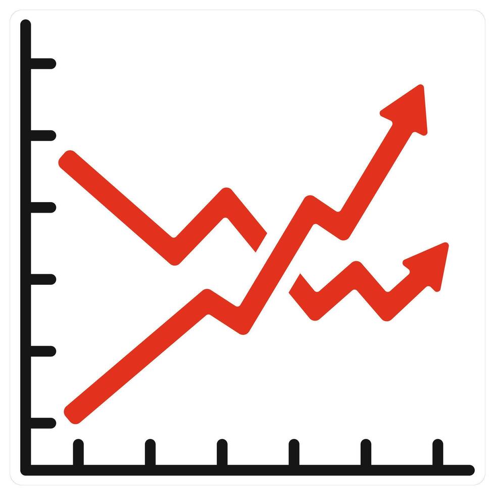 Volatility icon in red color vector