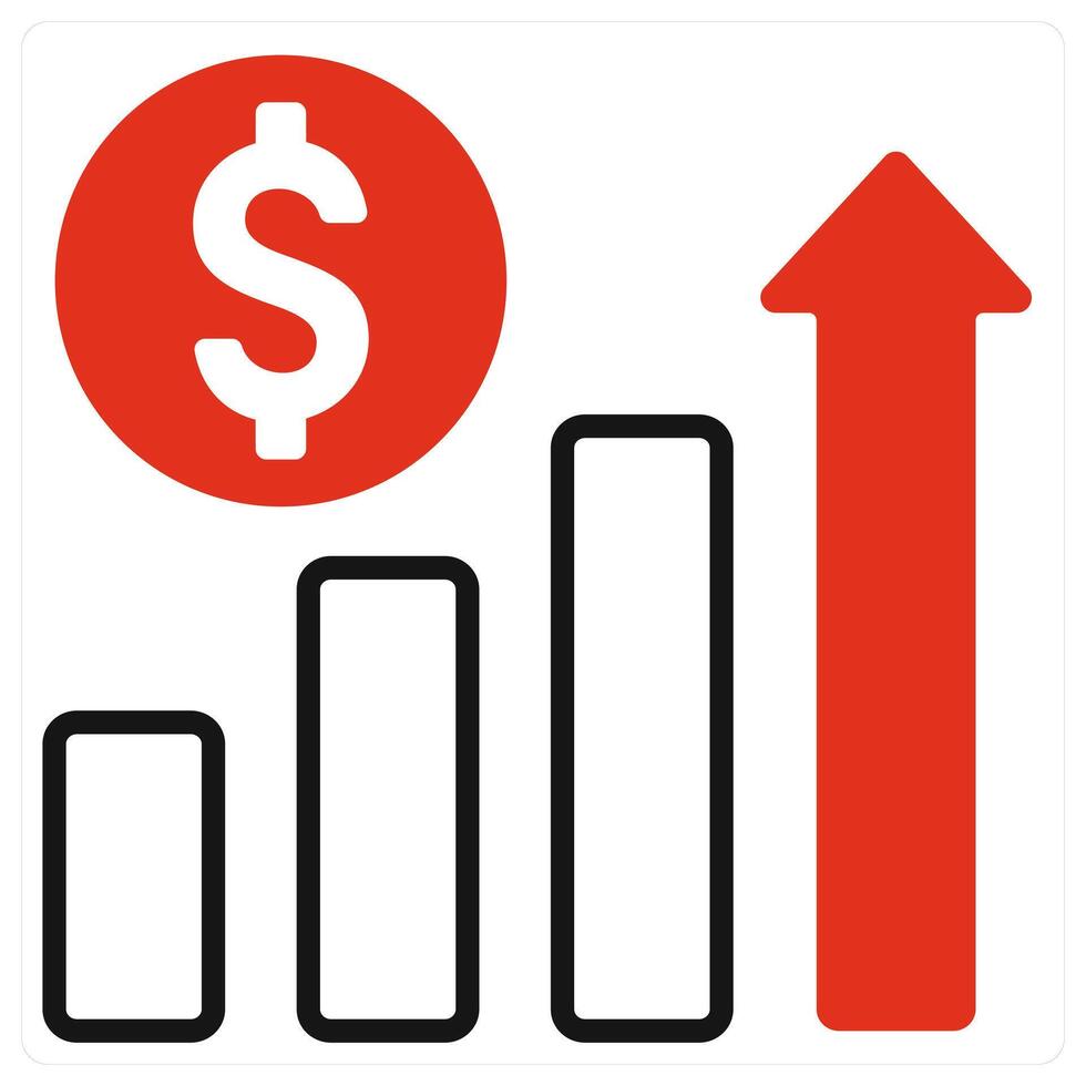 Revenue Growth icon in red color vector