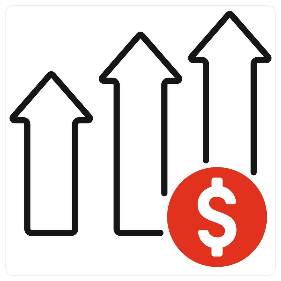 Profit Growth icon in red color vector