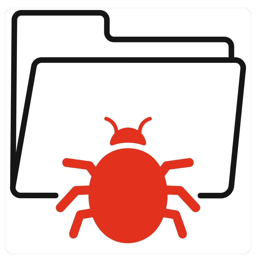 Bug Folder icon in red color vector