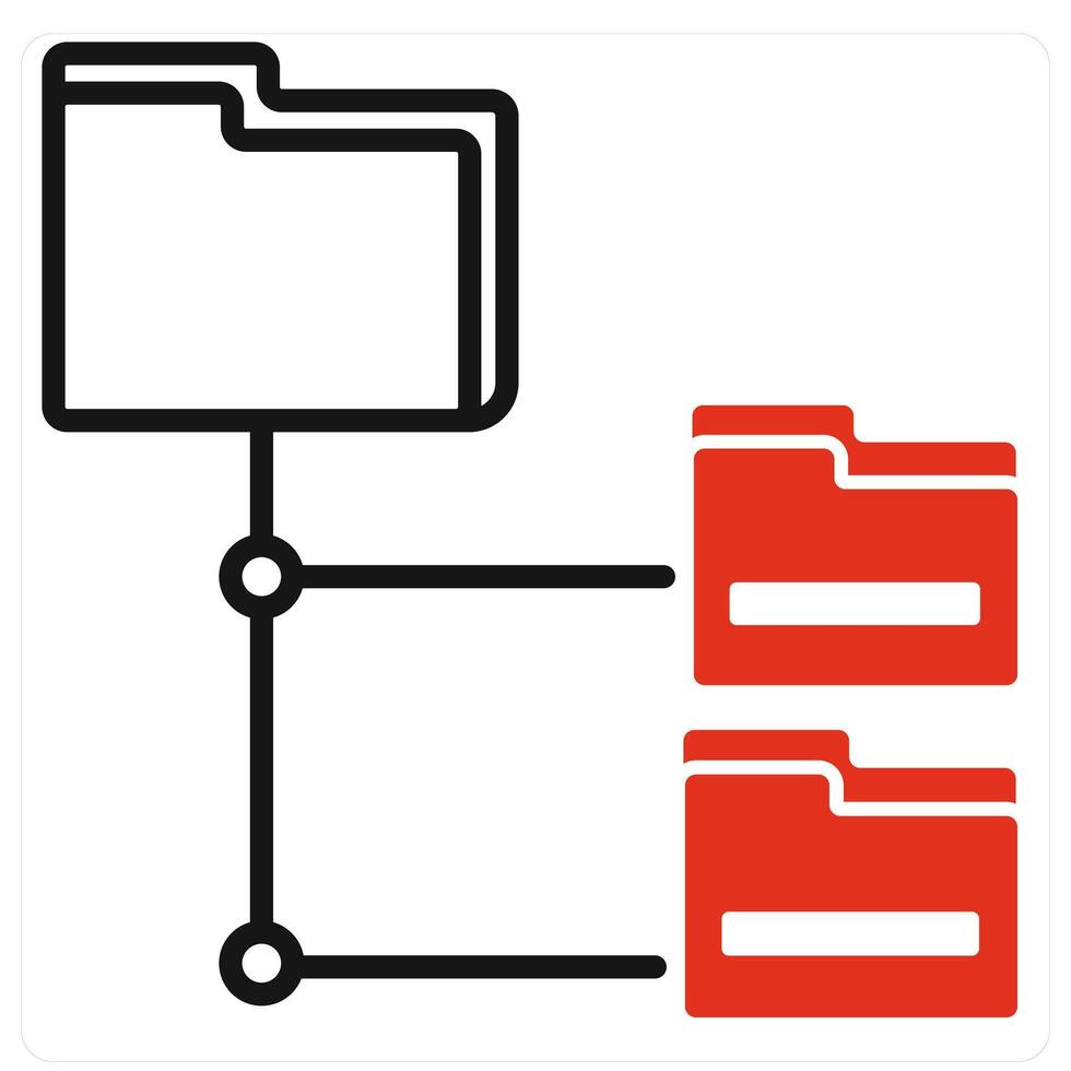 Folder Tree icon in red color vector