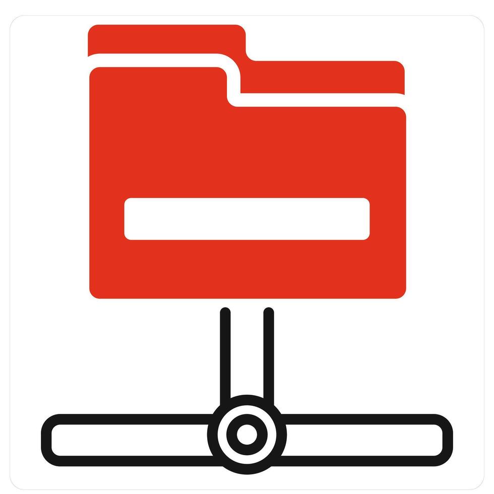 Network Folder icon in red color vector