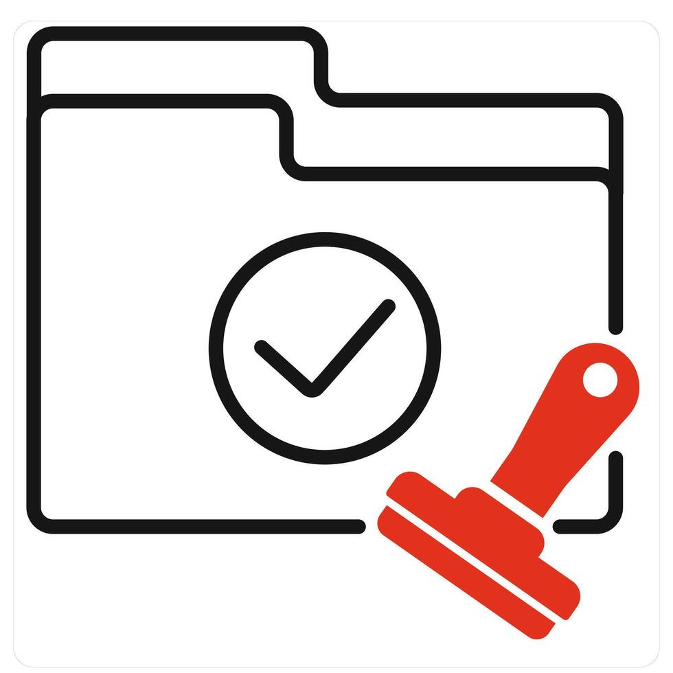 Approved Folder icon in red color vector