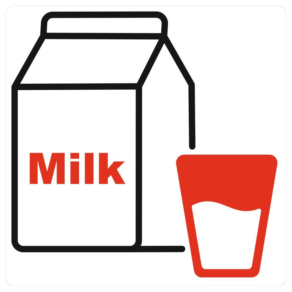 Milk icon in red color vector