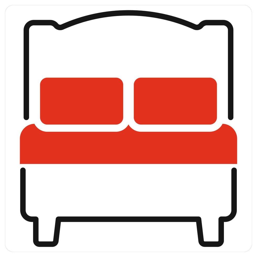 Bed icon in red color vector