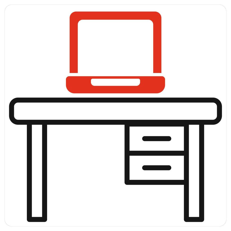 Desk icon in red color vector