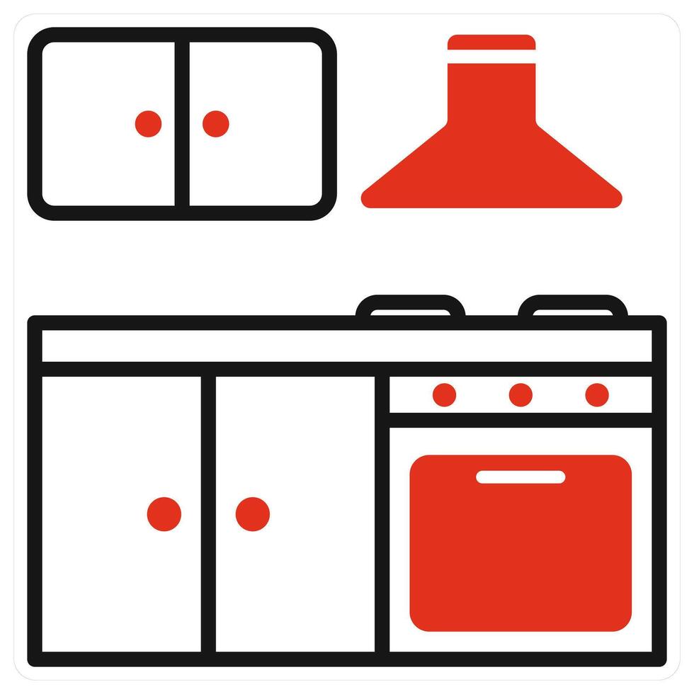 Kitchen icon in red color vector
