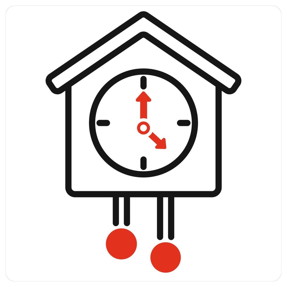 Clock icon in red color vector