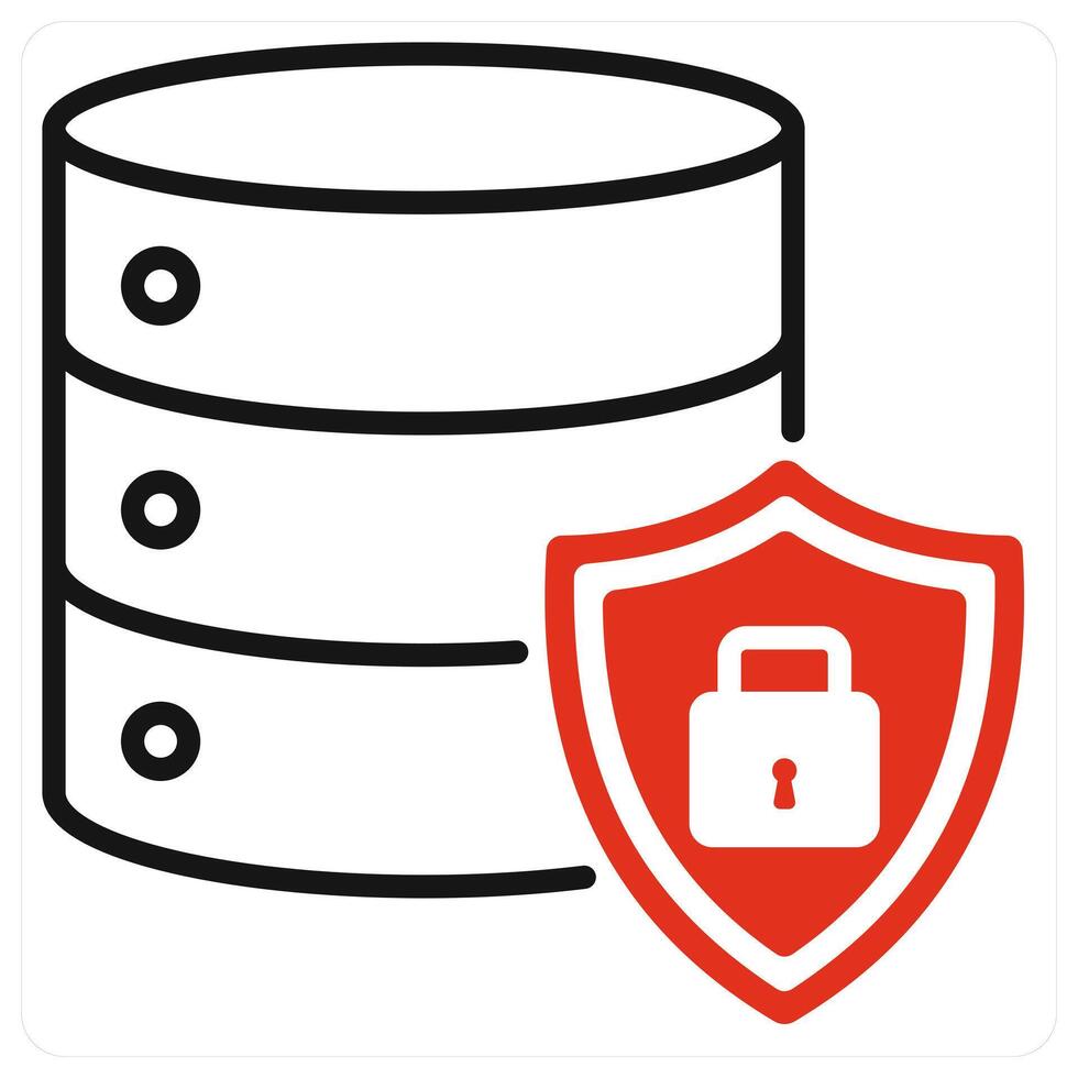 Data Protection icon in red color vector