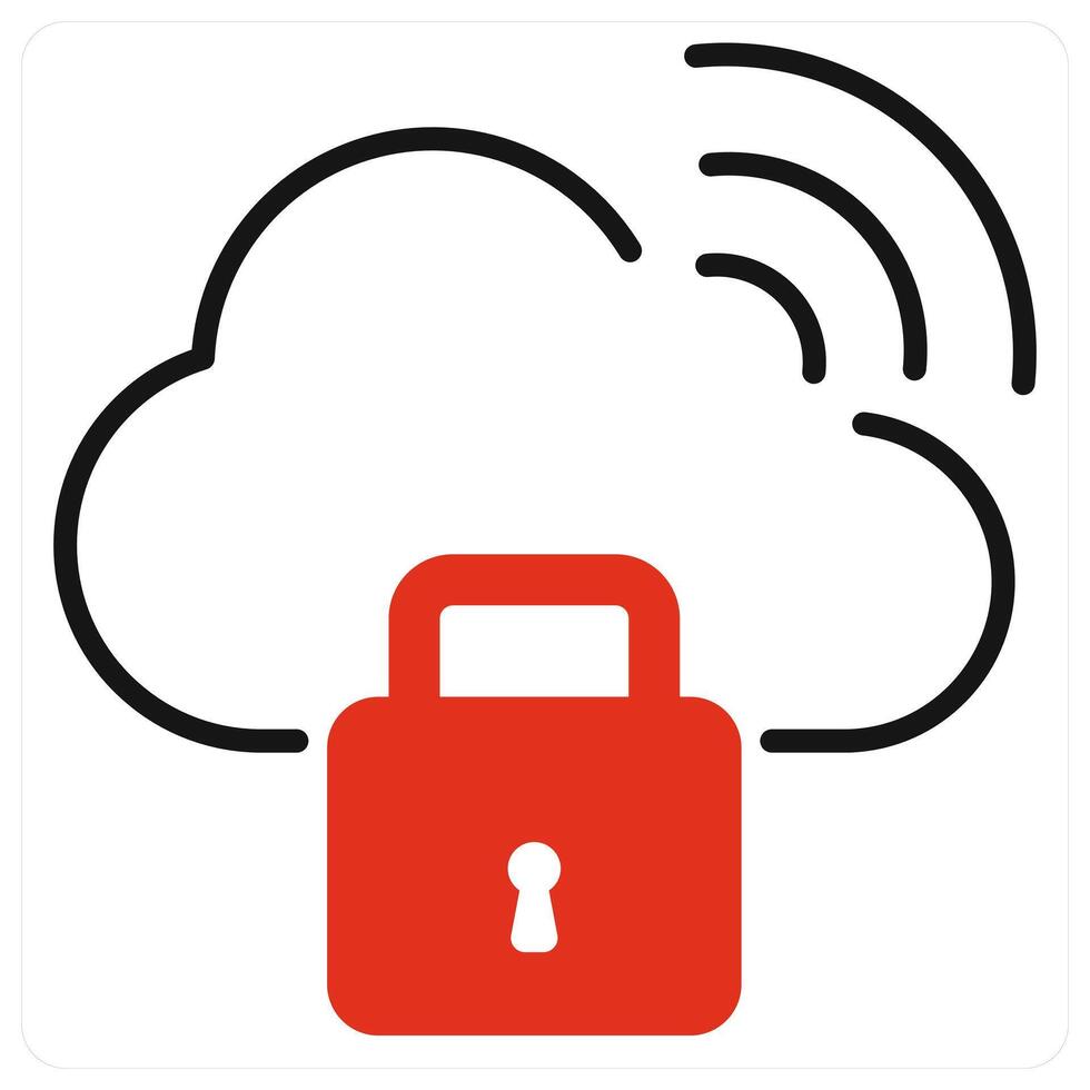 Cloud Security icon in red color vector