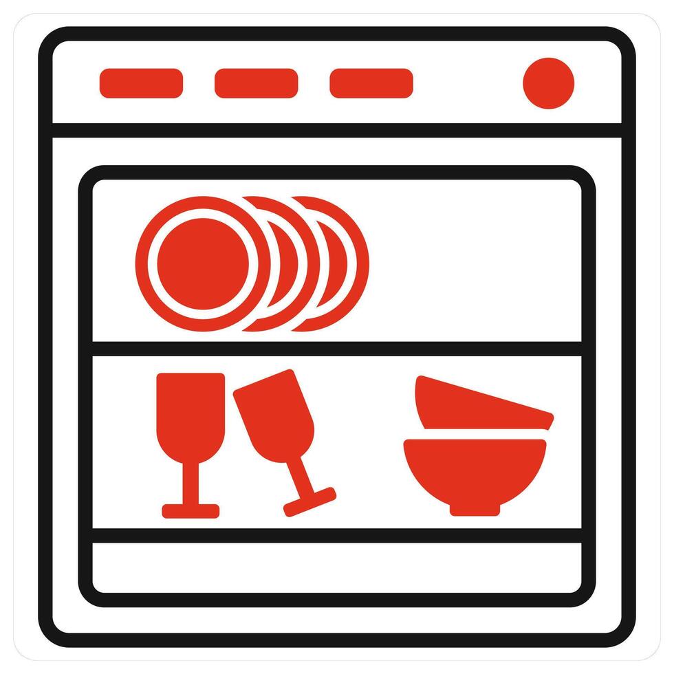 Dishwasher icon in red color vector